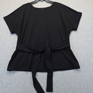 Worthington woman black blouse with built in belt size 1X